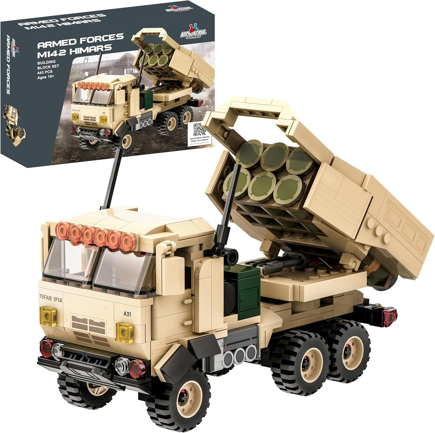 Apostrophe Games M142 HIMARS | Jogo de construção militar com 443 peças e sistema de foguetes para crianças e adultos