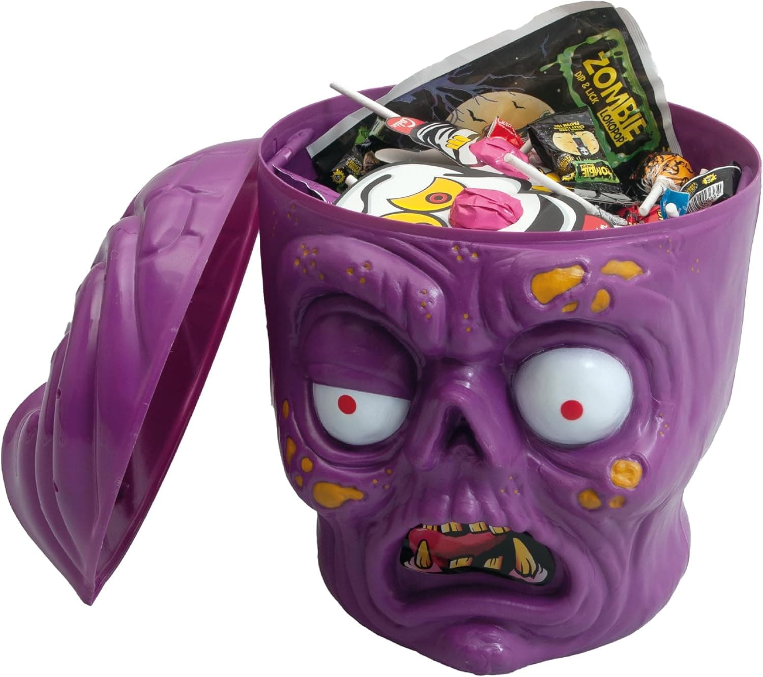 Caramelos Cerdán | Cabeça Zombie Party Mix Halloween - 100 Golosinas e doces de sabores sortidos | Enchimento de ananás sem glúten | ideal para aniversários, festas, Natal, Halloween