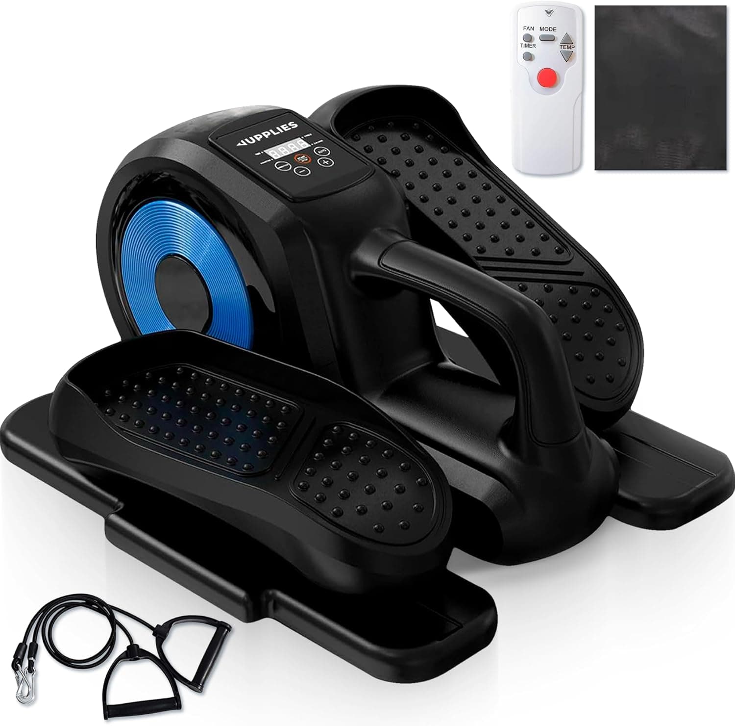 JUPPLIES Mini Elíptica Elétrica | Máquina fitness compacta para casa com 12 velocidades, comando à distância e 2 bandas de resistência