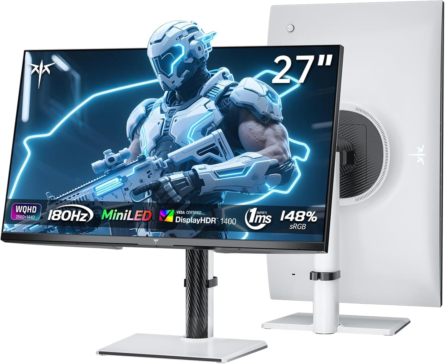 KTC Monitor de jogo de 27 polegadas com mini LED, WQHD 2560 × 1440 | Taxa de atualização de 180 Hz, HDR1400, 148% sRGB | Adaptive Sync, velocidade de resposta de 1 ms M27T6