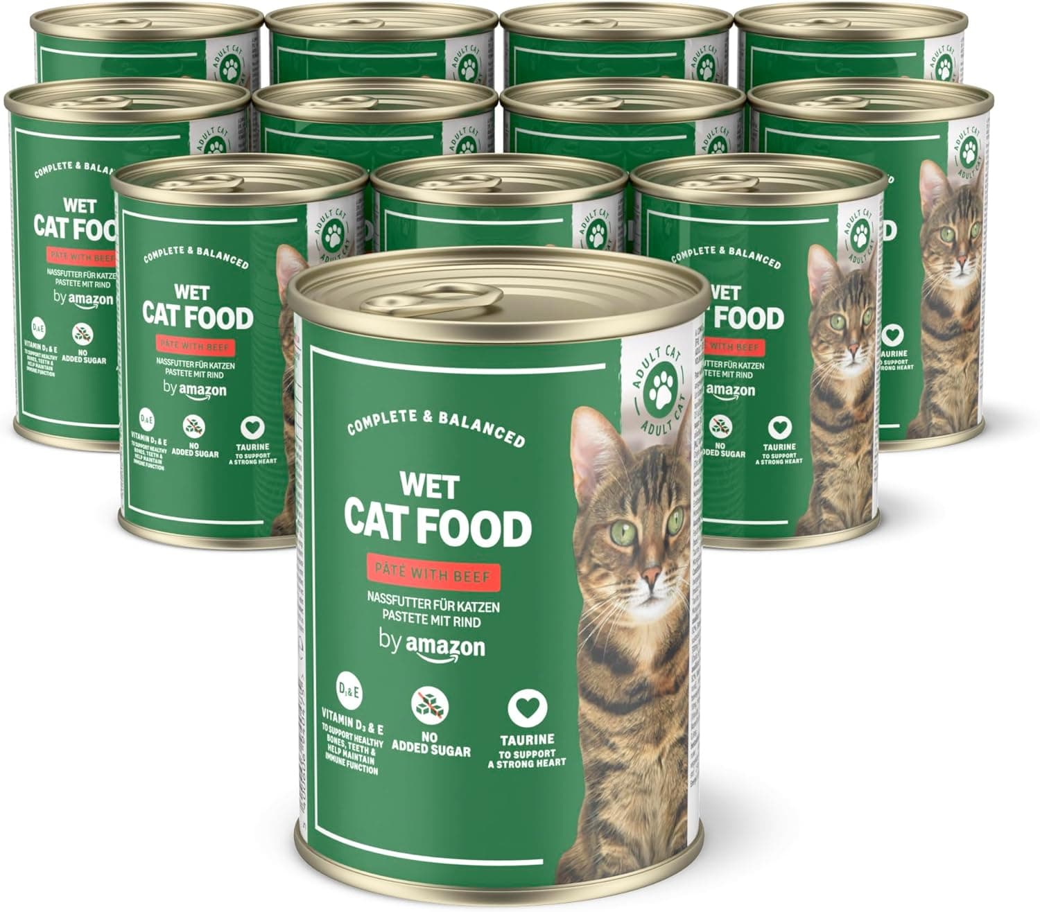 by Amazon Comida húmida para gatos, lata - patê de carne de bovino, embalagem de 12 de 400g