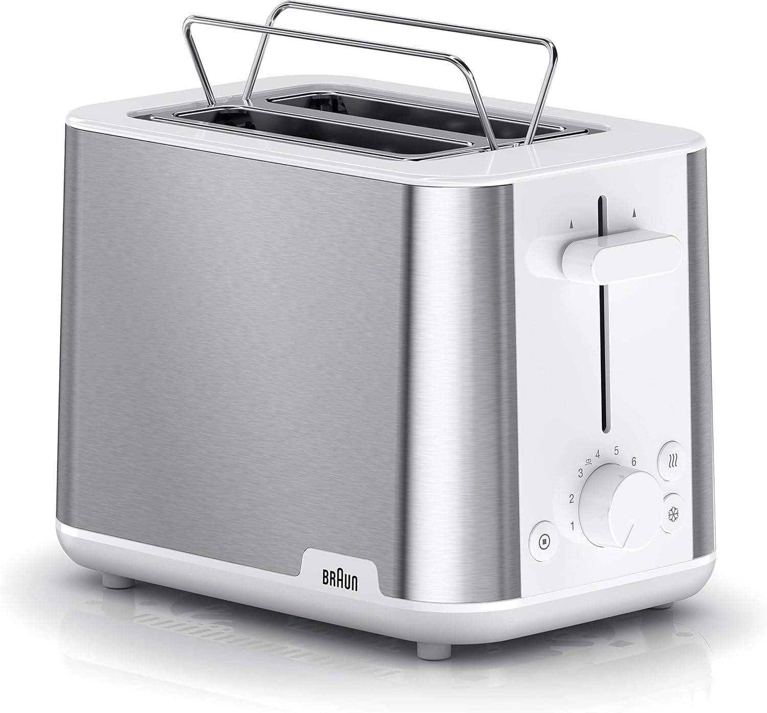 Braun PurShine Torradeira de 2 ranhuras, 8 níveis de torradeira, funções de reaquecimento e descongelação, bandeja de recolha, HT1510WH, 900W, branco