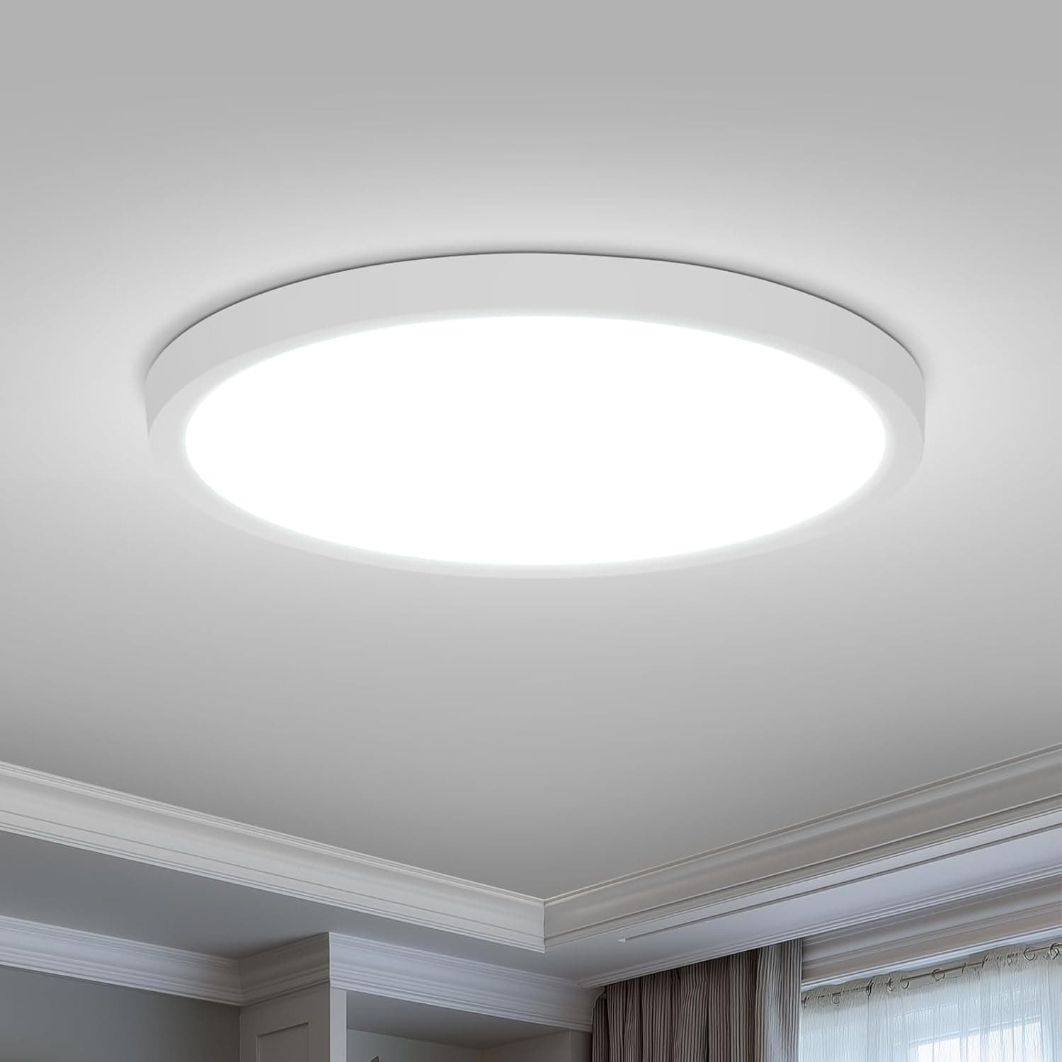 Yafido Candeeiro de teto 18 W 2146 LM, Ø 22 cm Redonda Plafon LED teto, 6000 K candeeiros de teto branco frio moderno para cozinha, quarto, sala de estar