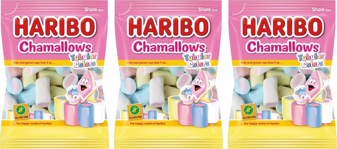Haribo Chamallows Tubular cores espumas doces, 250 g x 3