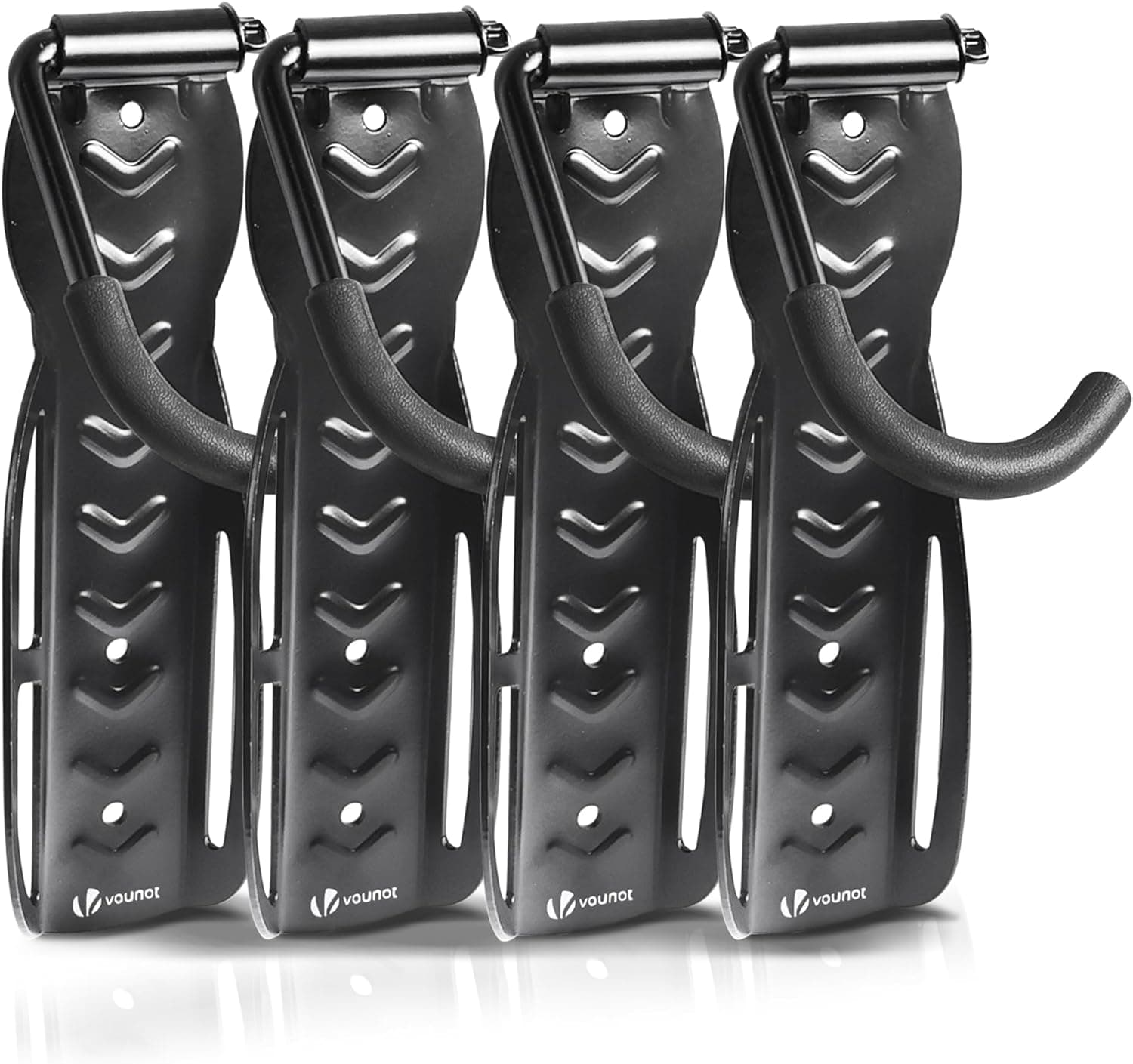 VOUNOT® Suportes de parede para bicicletas, gancho para pendurar bicicleta, suporta até 30 kg cada, suporte de bicicletas de armazenamento vertical para casa garagem, porão com parafusos pretos 4