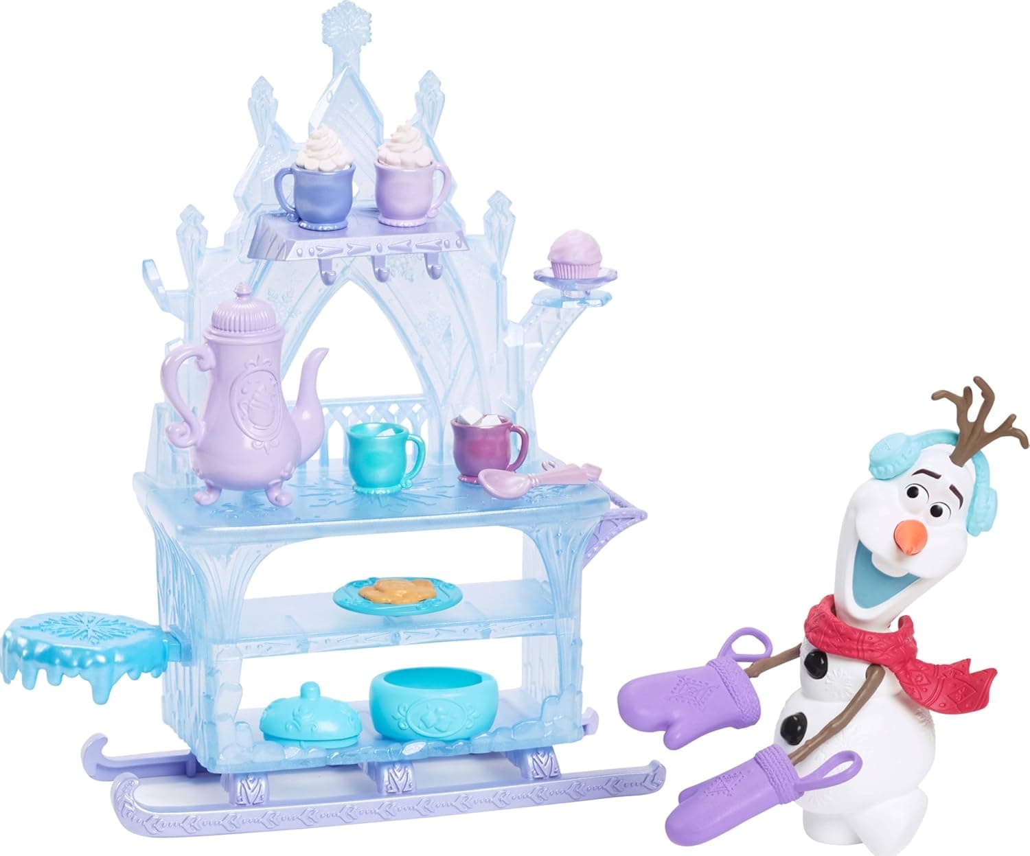 Mattel Disney Frozen Winter Festival Olaf com trenó de doces, boneco de neve com comida e acessórios de cozinha, presente de brinquedo para meninos e meninas +3 anos, JBG55 White_olaf com trenó de doces