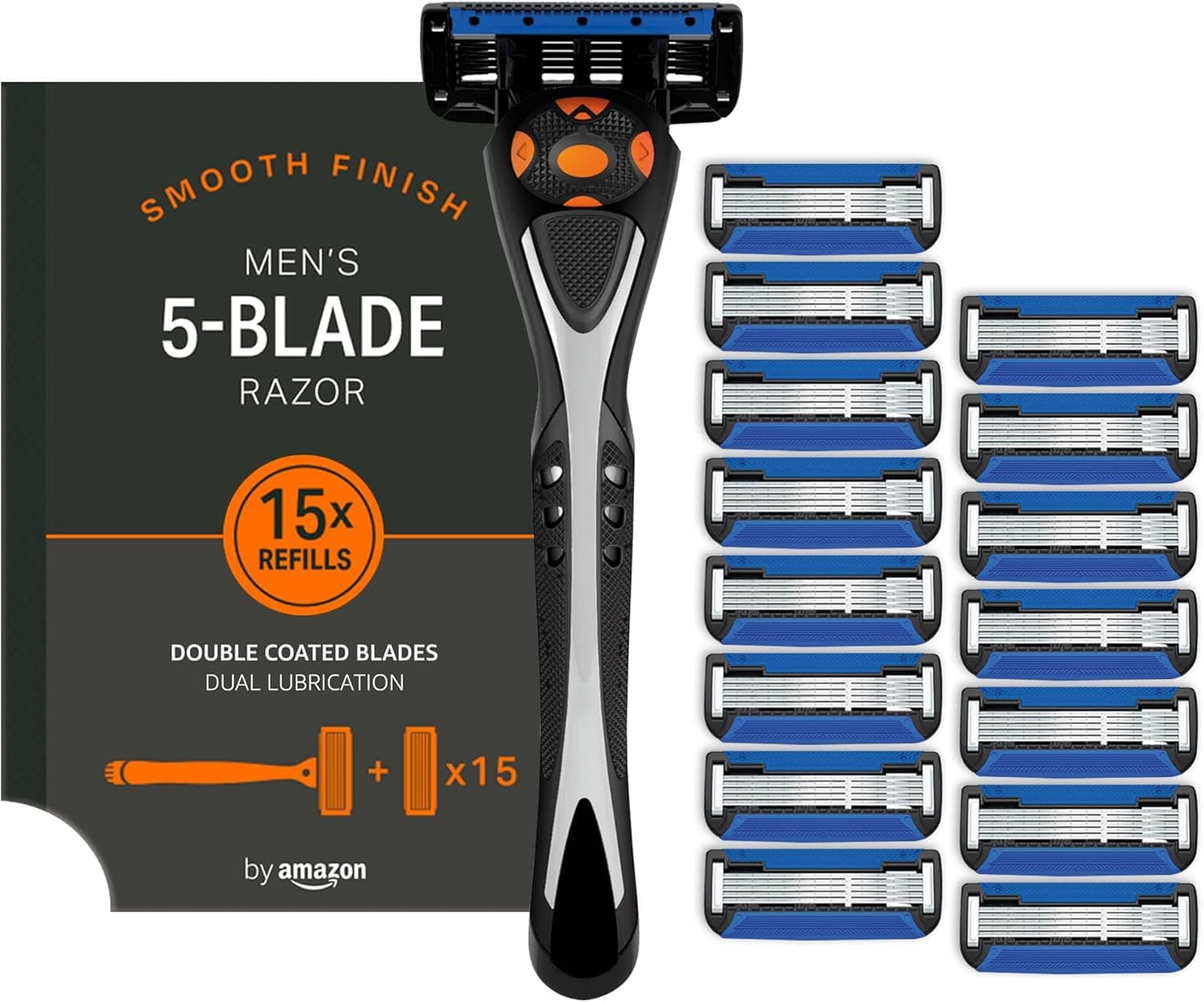 Marca Amazon Solimo Máquina de barbear de cinco lâminas para homem, com 16 peças de reposição
