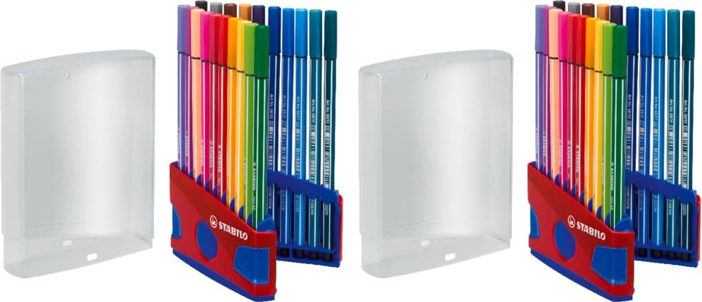 Marcador de ponta premium STABILO Pen 68 - estojo colorido com 20 cores, 2 embalagens