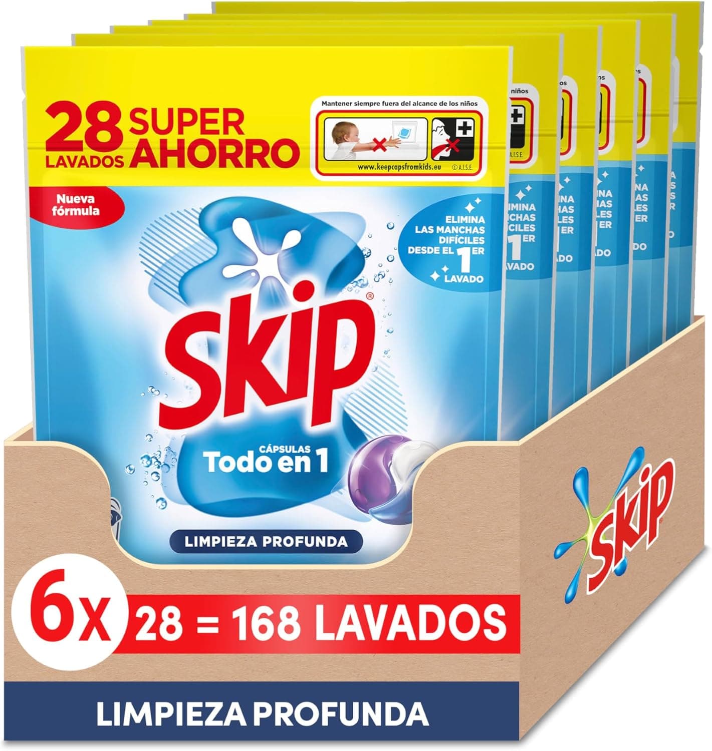 Skip Detergente em cápsulas de limpeza profunda, 6 x 28 lavagens