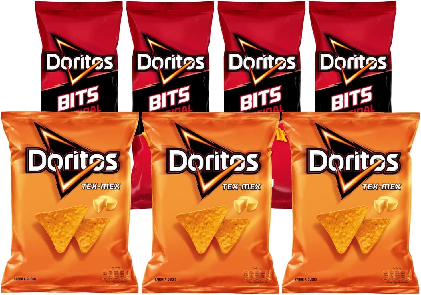 Pack Doritos Tex-Mex 3 x 140 g, Doritos Bits BBQ 4 x 115 g
