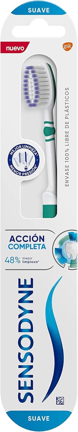 Sensodyne Ação completa, escova de dentes, para limpeza eficaz e suave sem pressão dos dentes sensíveis