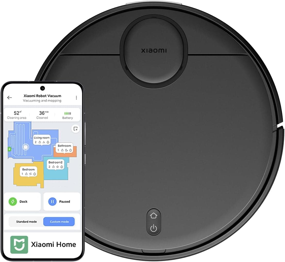 Xiaomi Robot Vacuum T12 - Robot aspirador e esfrega-chão com sistema inteligente de navegação a laser (LDS), sucção de 3500 Pa, caminhos de limpeza em ziguezague, preto (versão de garantia de 3 anos)