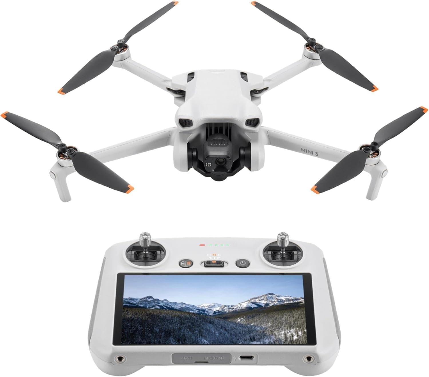 DJI Mini 3 (DJI RC) – Mini drone com controlo remoto e câmara, leve e dobrável com vídeo 4K HDR, 38 min de tempo de voo, gravação vertical e funções inteligentes