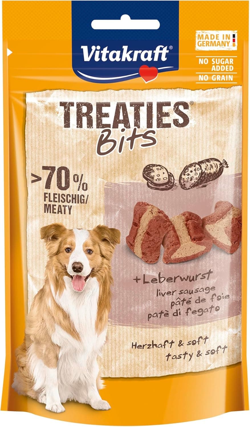 Vitakraft - Treaties Bits, lanches assados para cães, variedade de patê - 120 g