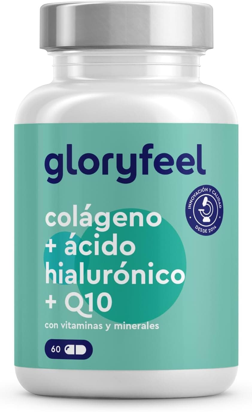 Gloryfeel Hydrolyzed Marine Collagen | Suplemento de colagénio marinho com ácido hialurónico magnésio CoQ10 zinco e vitaminas A C D B12 para articulações pele e energia 60 comprimidos