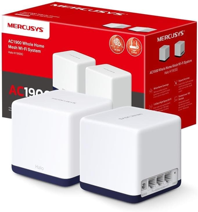 Mercusys Halo H1900G | Sistema Wi-Fi Mesh AC1900 de banda dupla com cobertura até 350 m² pack de 2 unidades
