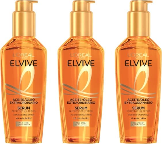 L'Oréal Paris Elvive Óleo para cabelo extraordinário, universal para todos os tipos de cabelo, 100 ml x 3