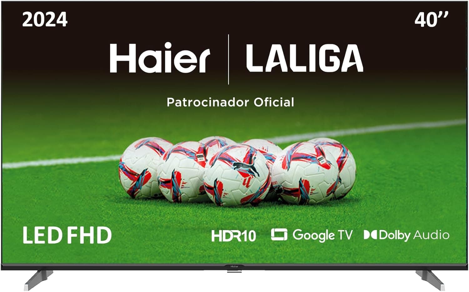 Haier Direct LED Full HD H40K85EFX 40", Smart TV, Google TV, Dolby áudio, HDR 10, Smart Remote Control, Google Assistant, Bluetooth 5.1, DBX TV, HDMI 2.1 x 4, sem molduras, 2024 