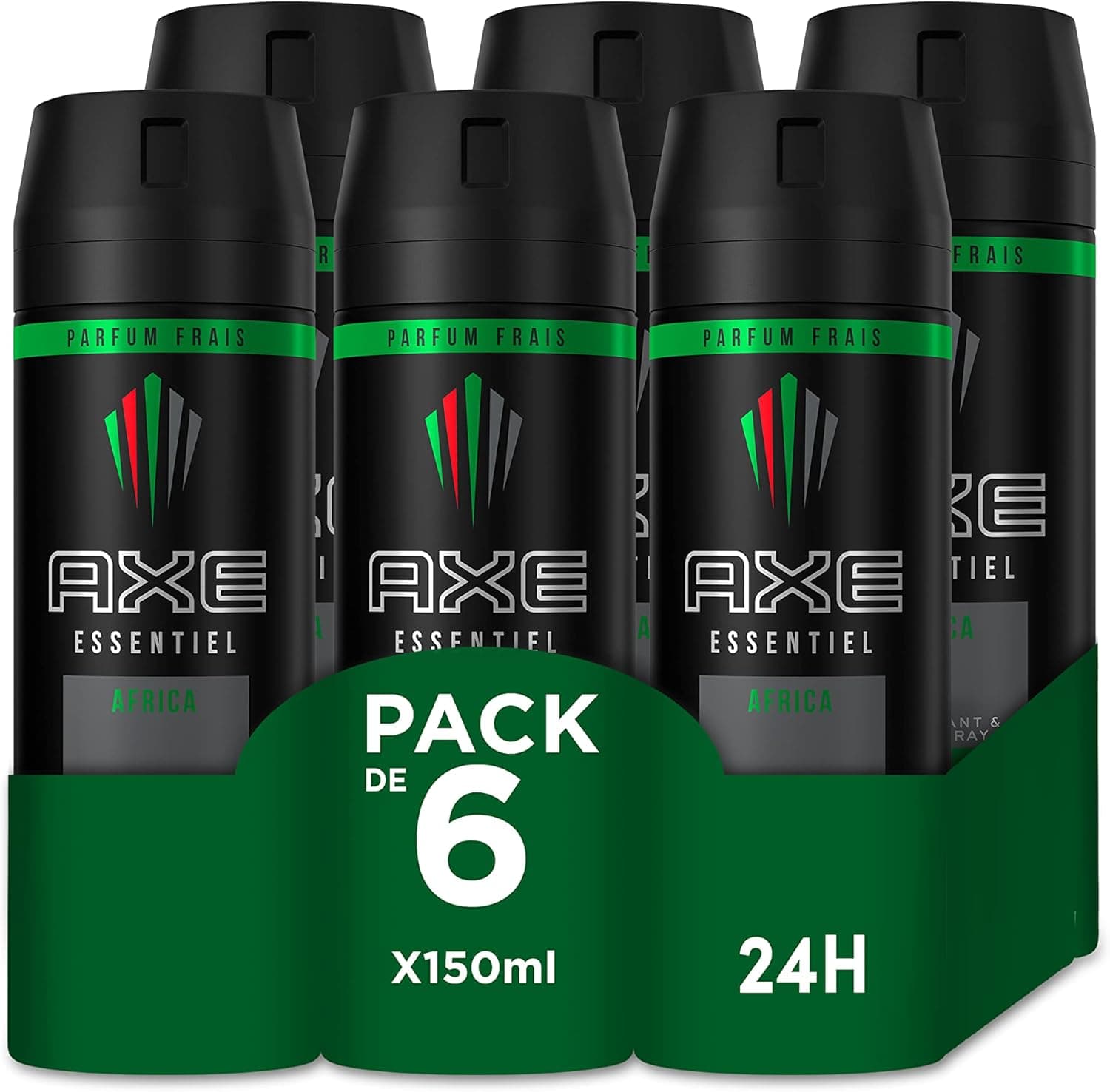 Axe Desodorante aerossol 24 h África para homem, conjunto de 6 x 150 ml