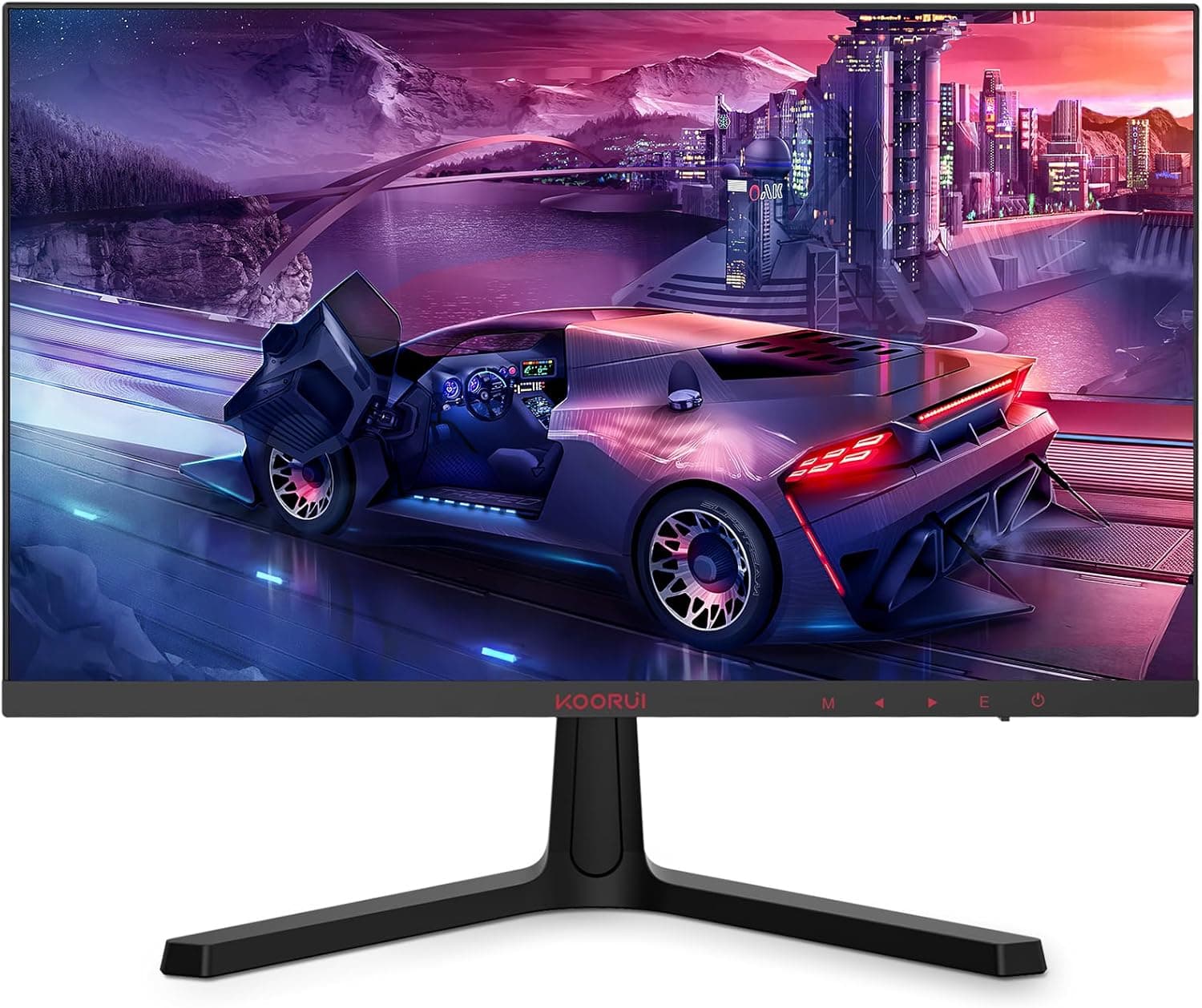 KOORUI Monitor de jogos FHD de 24", 165Hz, 1920 x 1080, VA LED 16:9, ZeroFrame, AdaptiveSync, 1 ms MPRT, DCI-P3, 85% 2 HDMI, DP, áudio out, 24E4