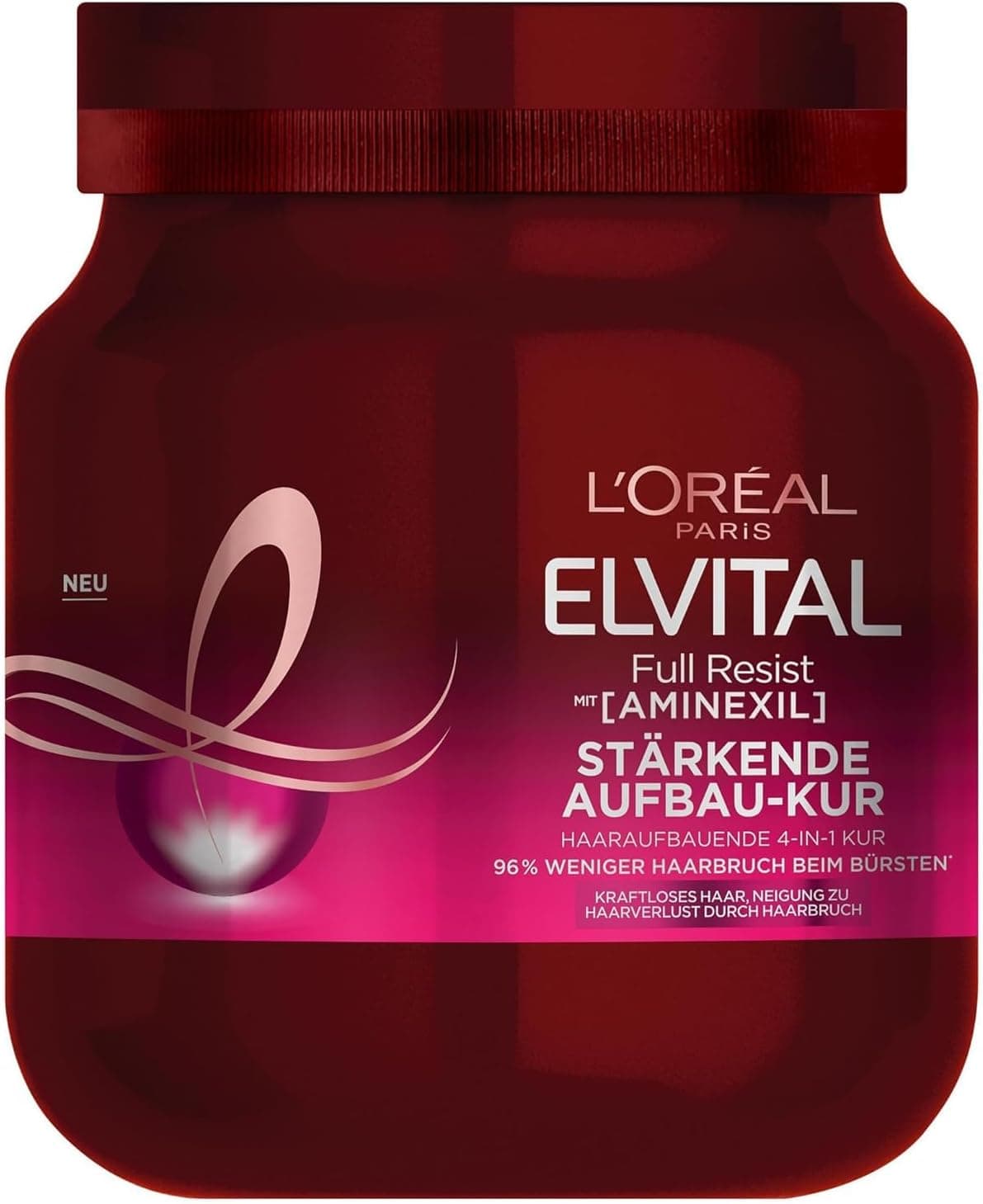L'Oréal Paris Elvital Tratamento capilar contra a perda de cabelo, sem parabenos ou silicone, para cabelo sem força, com biotina, pró-vitamina B5 e arginina, Full Resist Multi Power Kur, 680 ml