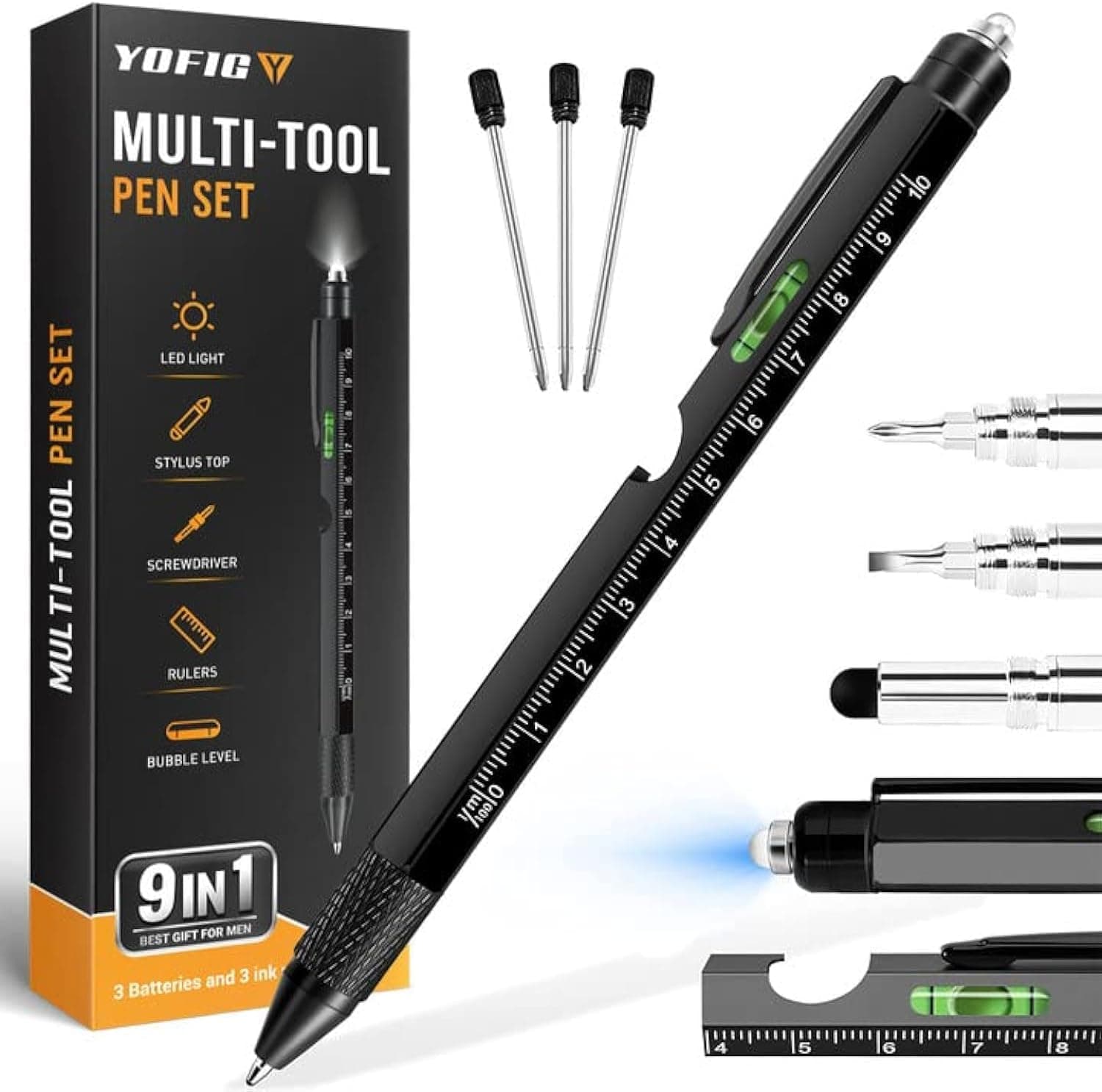 YOFIG Caneta Multifuncional 9 em 1 - Presente Original para Homem, Gadgets Tecnológicos, Presente de Natal