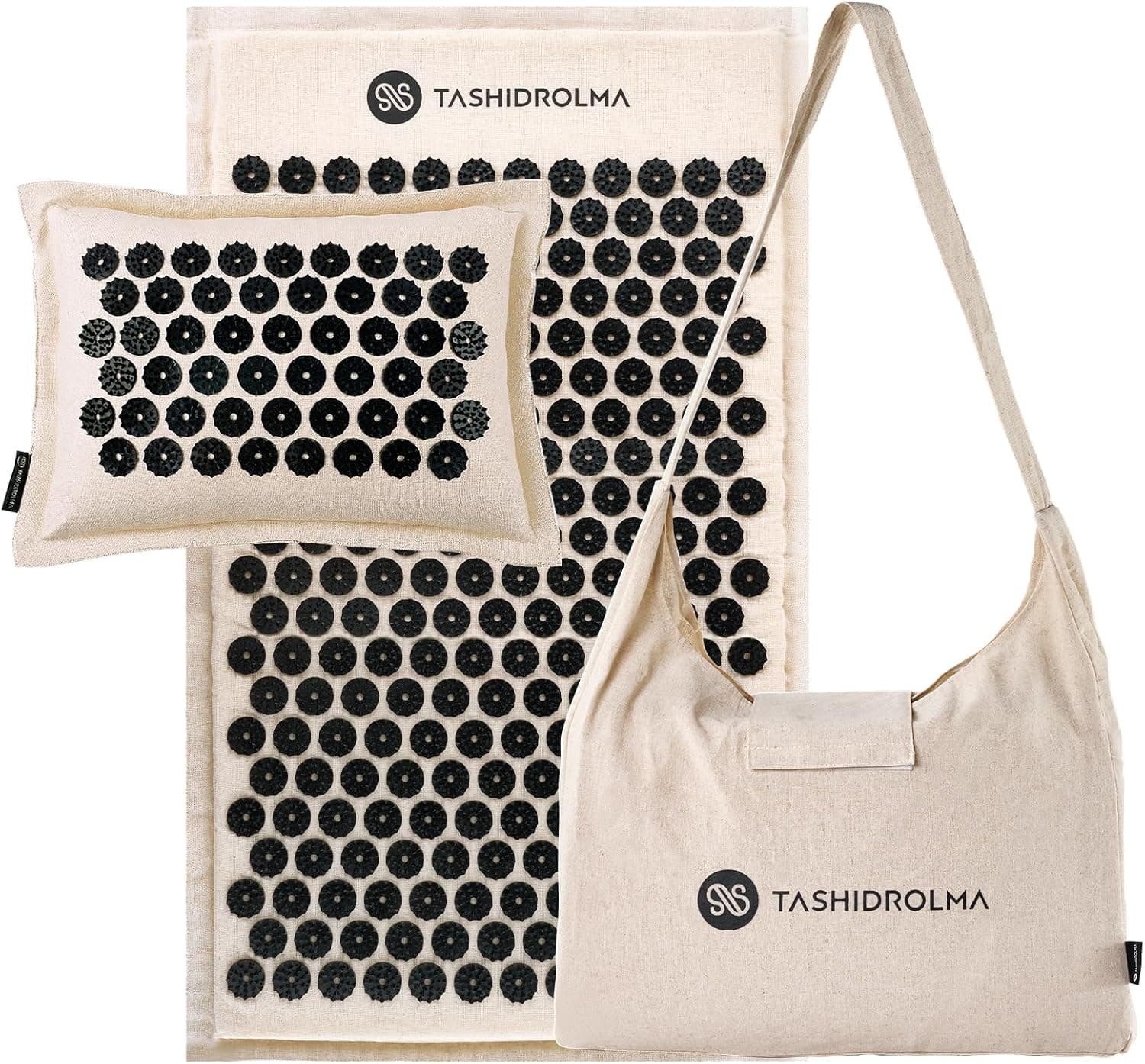 TASHIDROLMA Shakti | Tapete de acupressão com almofada e bolsa de transporte para relaxamento das costas, pescoço e pés