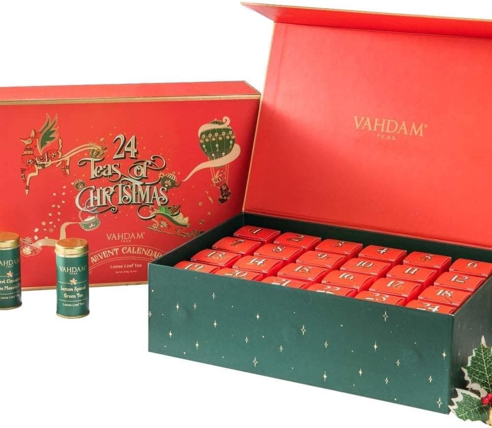 VAHDAM, Caixa de presente chá de Natal 2024 | sabores únicos | 24 sacos de chá - caixa de presente exclusiva para festas | presentes de chá de Natal para mulheres e homens | presentes de chá de Natal