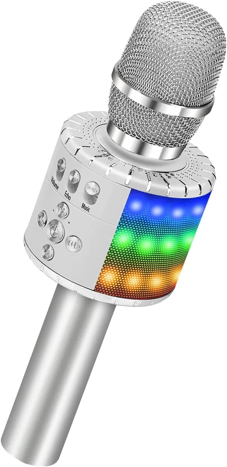 BONAOK BK-019 Q78 | Microfone karaoke portátil com Bluetooth e luzes para crianças