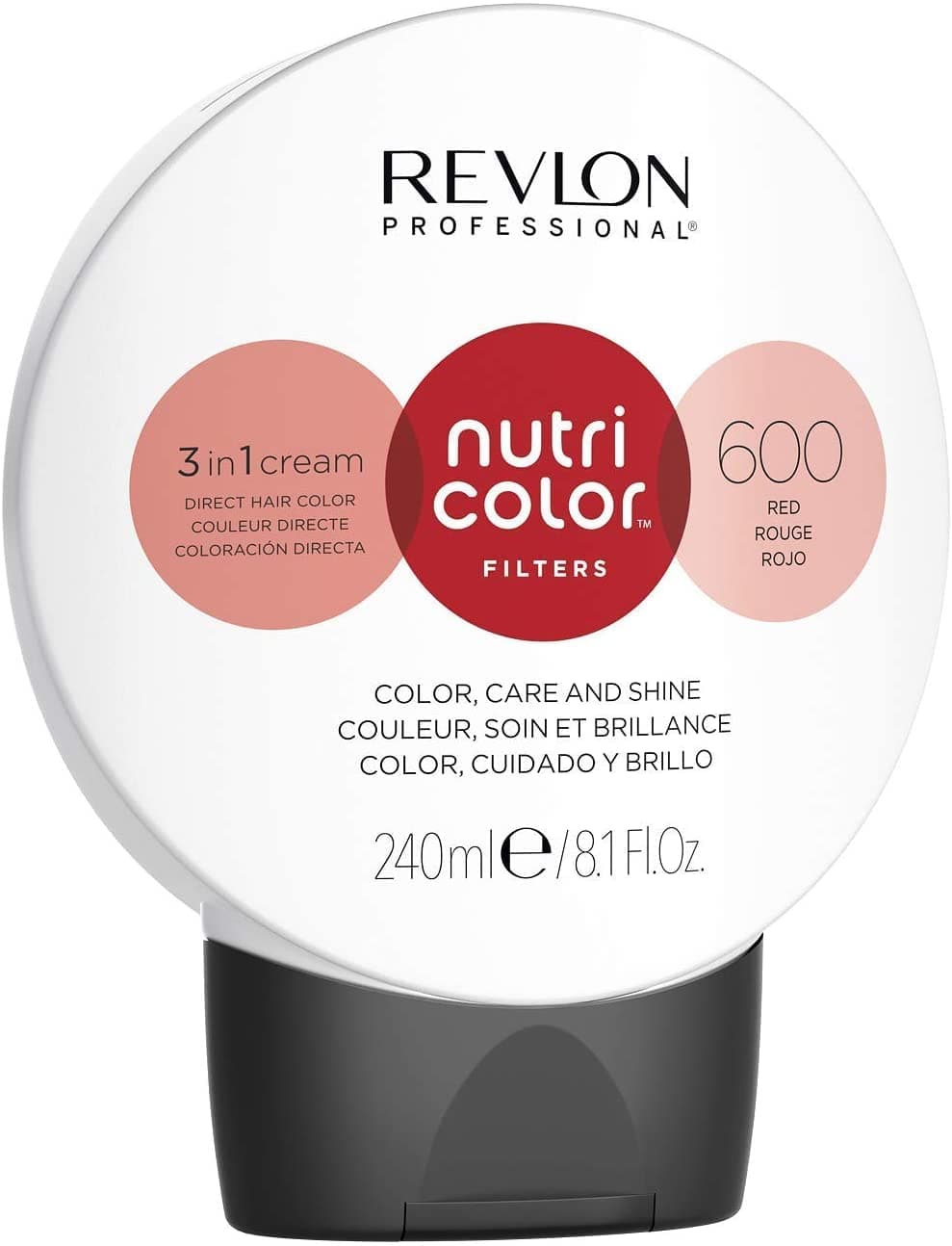 REVLON PROFESSIONAL Nutri Color Filters, máscara de coloração temporária para o cabelo, revive a cor do cabelo, brilho e coloração intensa, tinta cabelo mulher tom 600 vermelho, 240 ml