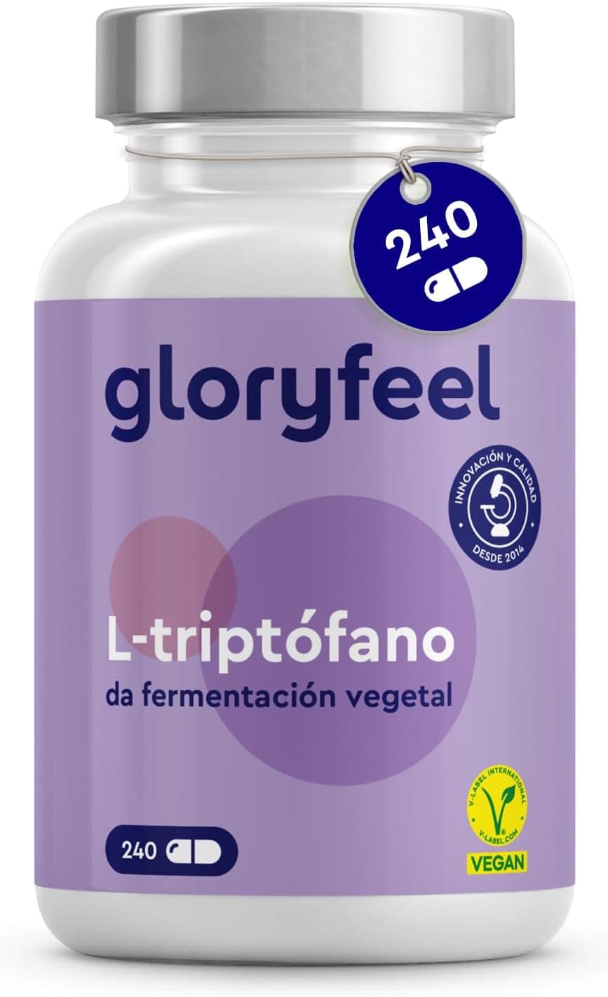 L Triptofano 500 mg Puro de alta dose, 240 cápsulas (para 8 meses) - Estresse, insónia, triptófano de fermentação natural, testado em laboratório, fabricado na Alemanha, sem aditivos