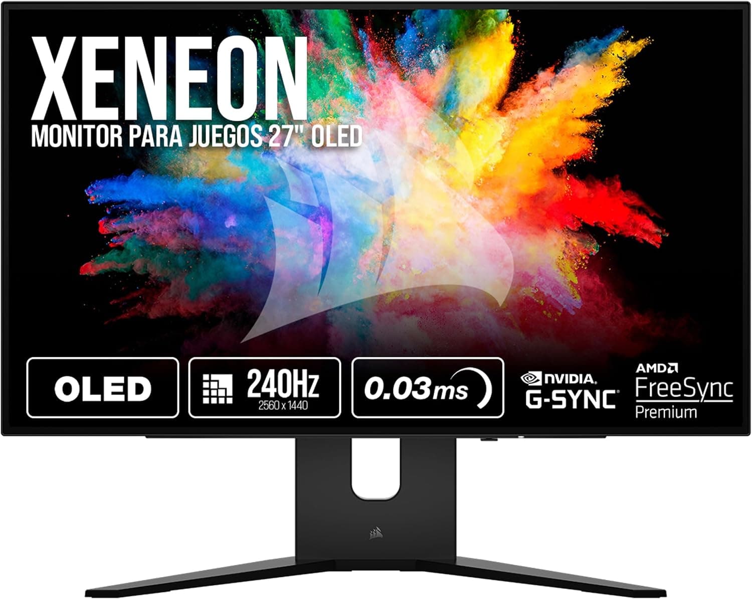 Corsair XENEON 27QHD240 27 polegadas OLED monitor para jogos, 2560 x 1440, 240Hz, 0,03 ms, compatível com NVIDIA G-Sync, AMD FreeSync™ Premium, DisplayHDR10, HDMI 2.1 - NNVIDIA Preto