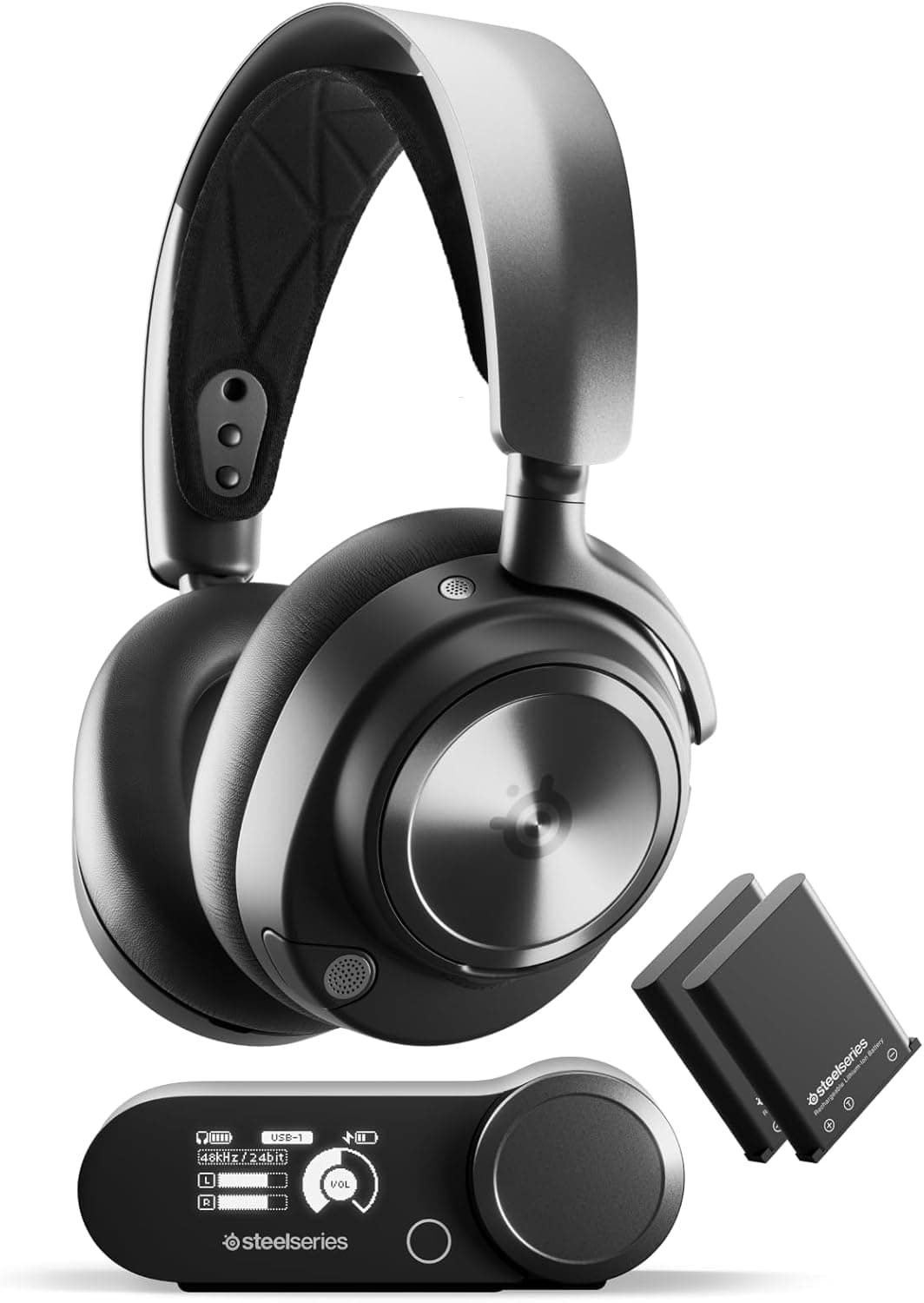 SteelSeries Arctis Nova Pro Wireless - Capacetes Gaming sem fios multisistema - Controladores magnéticos de neodímio - Cancelamento de ruído - Infinity Power System - PC, PS5, PS4, Switch 2, telemóvel
