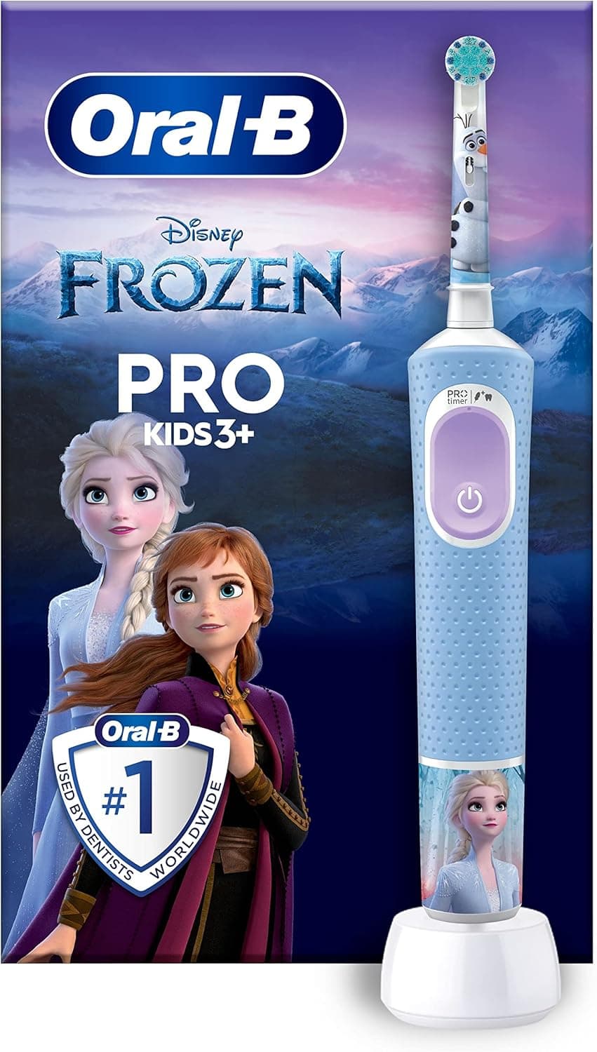 Oral-B Pro Kids Escova de dentes elétrica, 1 cabo de Frozen, 1 cabeça, desenhada por Braun, adequada para crianças com mais de 3 anos