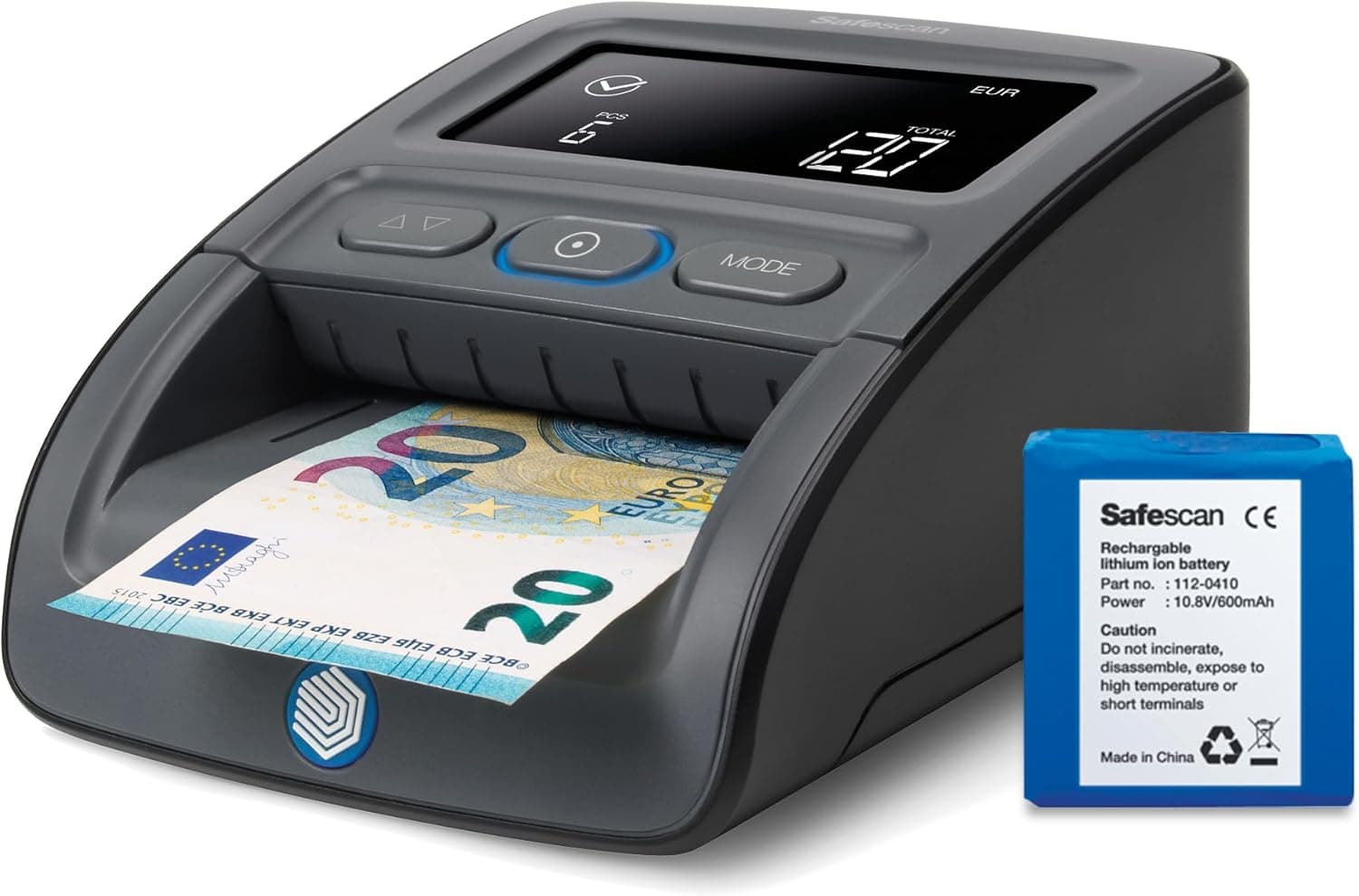 Safescan Detector de notas falsas automático e portátil 155-SX para verificar rapidamente as notas-detector de notas falsas com 7 pontos de deteção - detetor de notas falsas 100% fiável