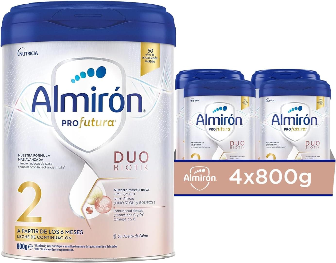 Almirón Profutura de 2 leite de continuação em pó, a partir dos 6 meses, 800 g (embalagem de 4), total de 3,2 kg,