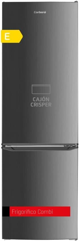 Corberó - Frigorífico combinado estático 262 L, CCH1824EX, cor Inox, luz LED, Crisper, prateleiras de vidro, ovos, baldes de vidro, 40 Db, eficiência energética E, prateado