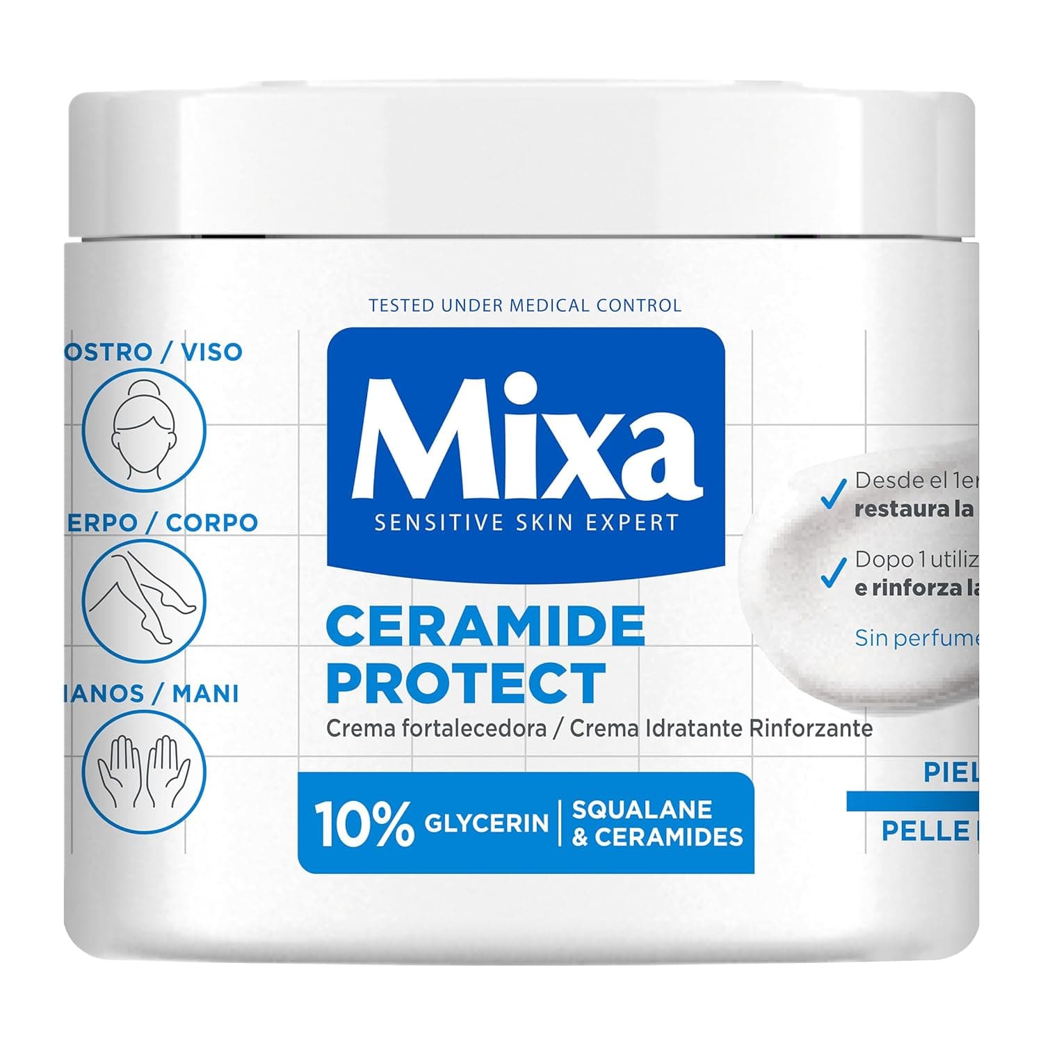 Mixa Ceramide Protect | Creme corporal hidratante para pele muito seca com glicerina, esqualeno e ceramidas 400 ml