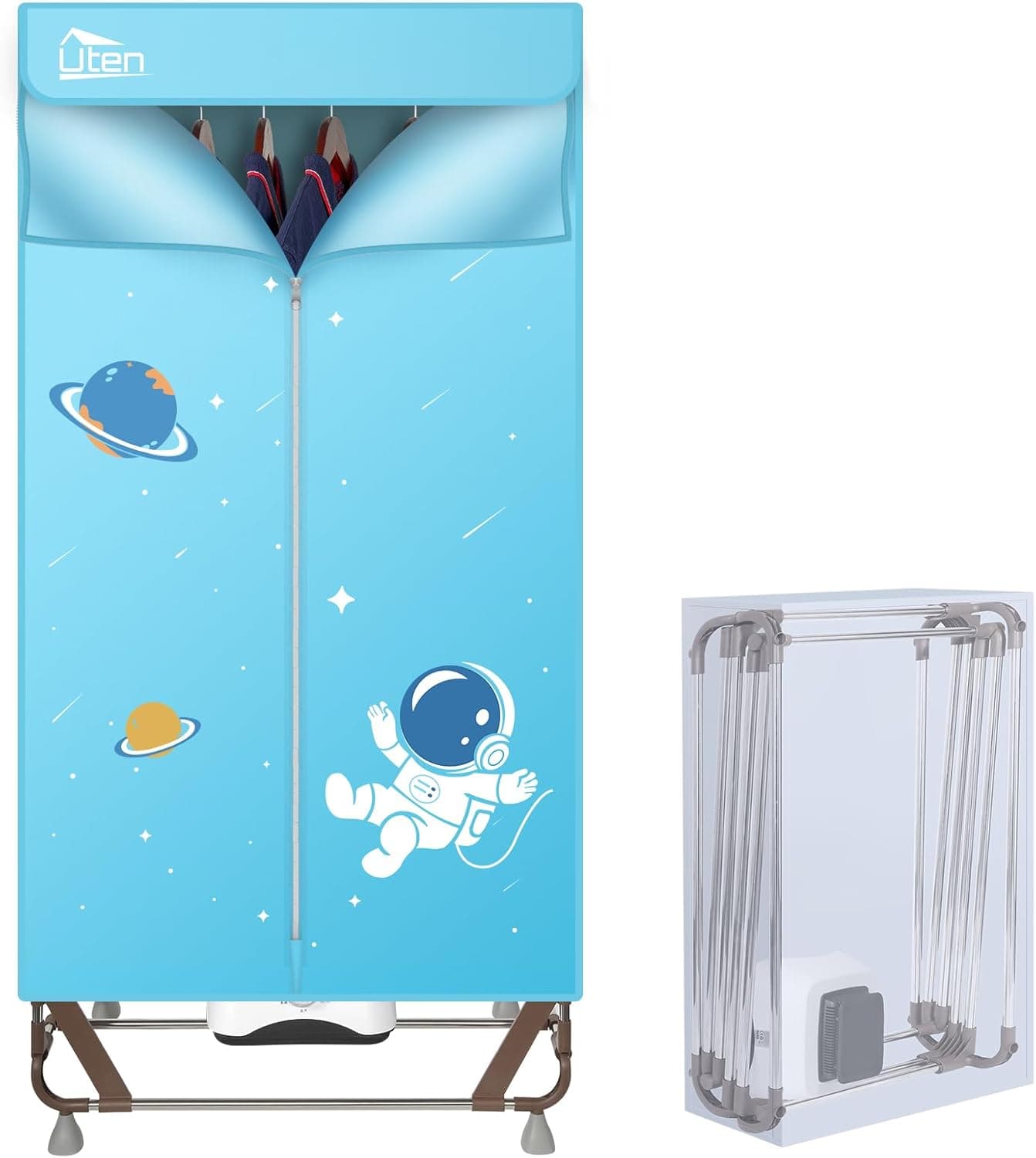 Uten 1.7m 1500W | Secador de roupa portátil com capacidade 15 kg, temporizador 180 min e função de aquecimento PTC