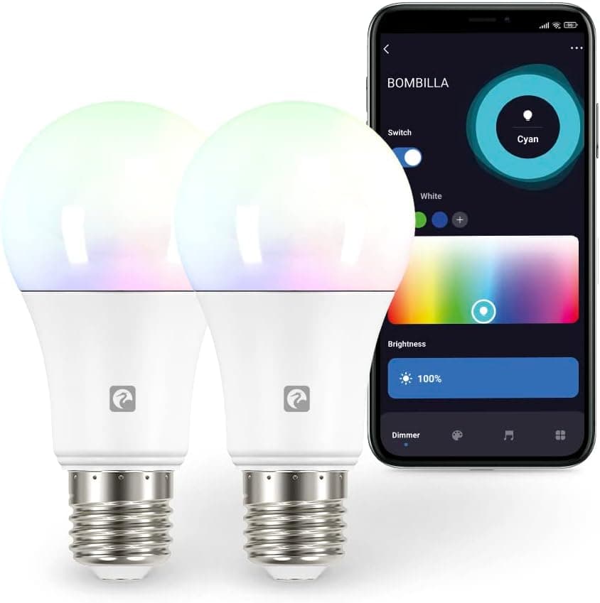 Garza Smart A60 | Pack de 2 lâmpadas LED Wi-Fi E27 RGB+CCT reguláveis com controlo por voz e app