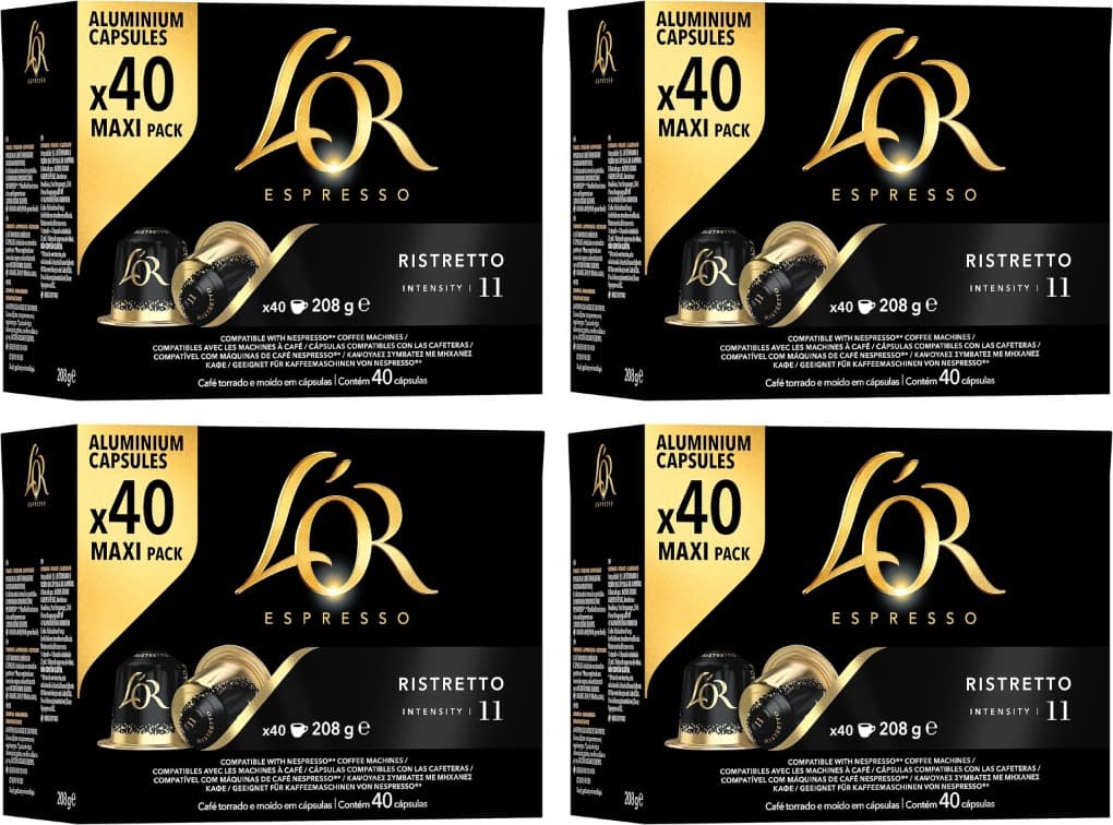 L'OR Espresso Ristretto | 40 cápsulas de café compatíveis com Nespresso x 4