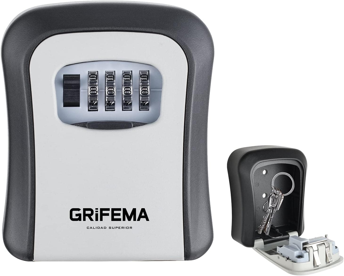 GRIFEMA GA1003-1 Caixa de segurança para chaves, caixa de fechadura, armários de chaves, parede, cinzento