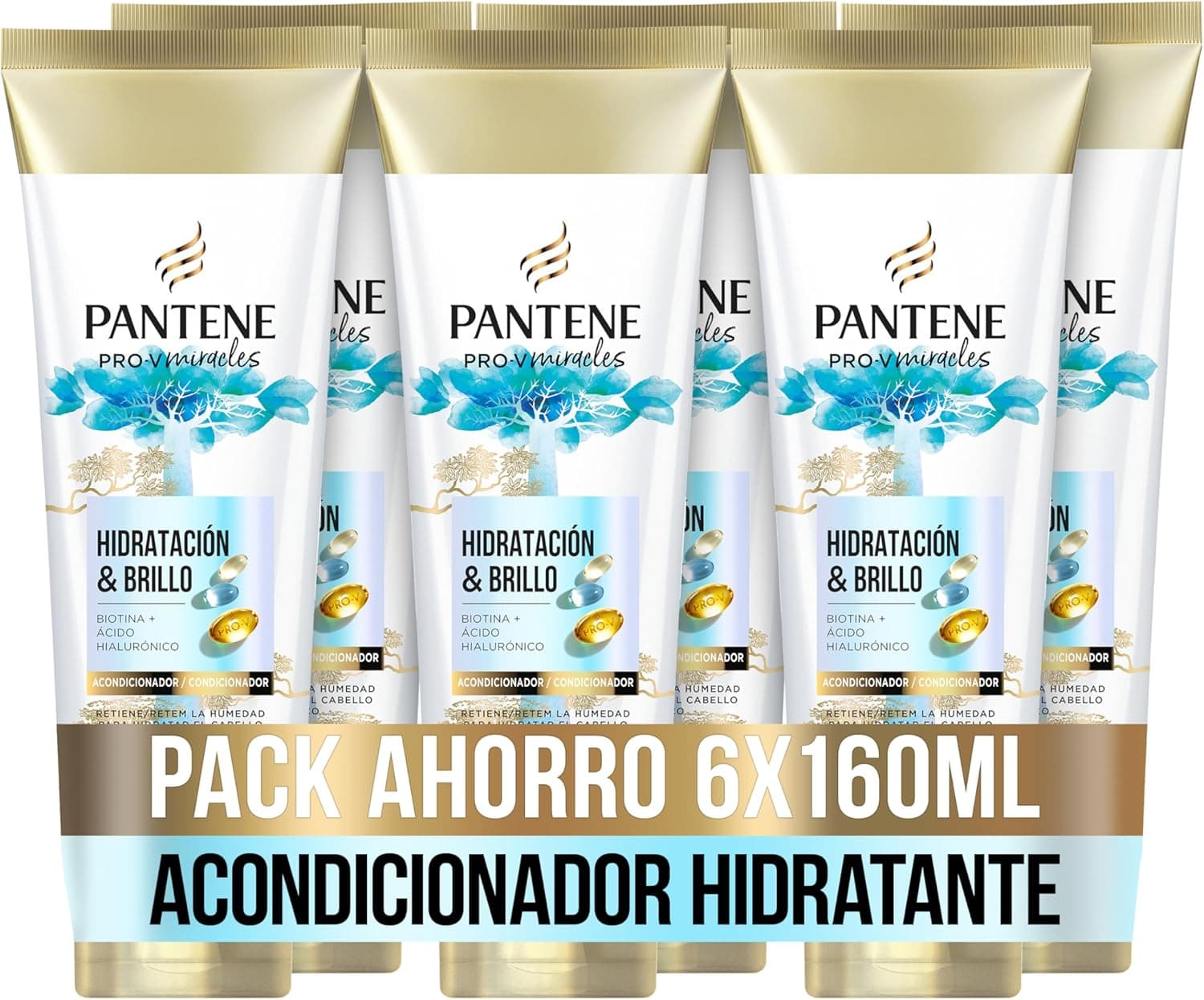 Pantene Pro-V Miracles Hidratação e brilho condicionador com biotina 160 ml x 6. Para cabelo seco e danificado, com ácido hiaulorónico que fornece hidratação. Hidratante para cabelo macio e brilhante