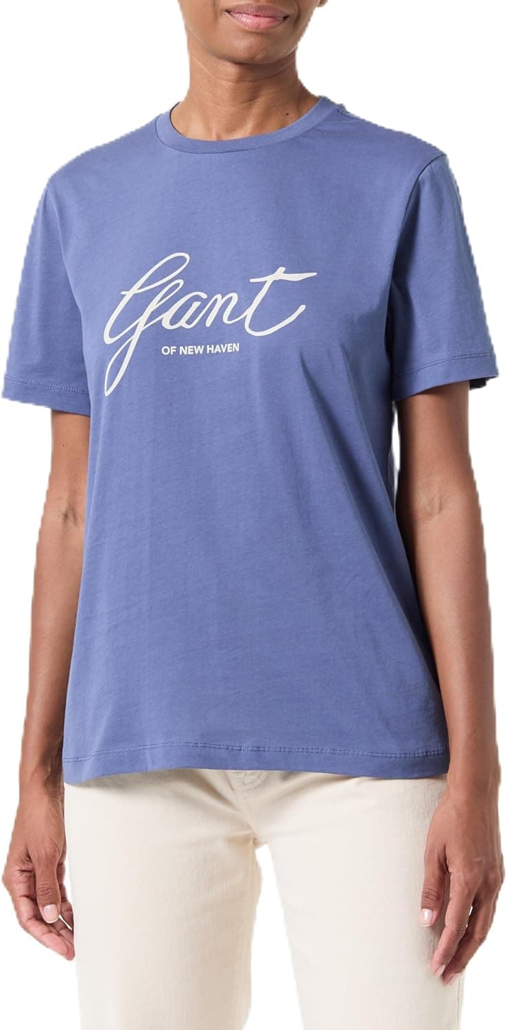 GANT Reg Script | T-shirt em algodão com gola redonda e logótipo estampado para mulher