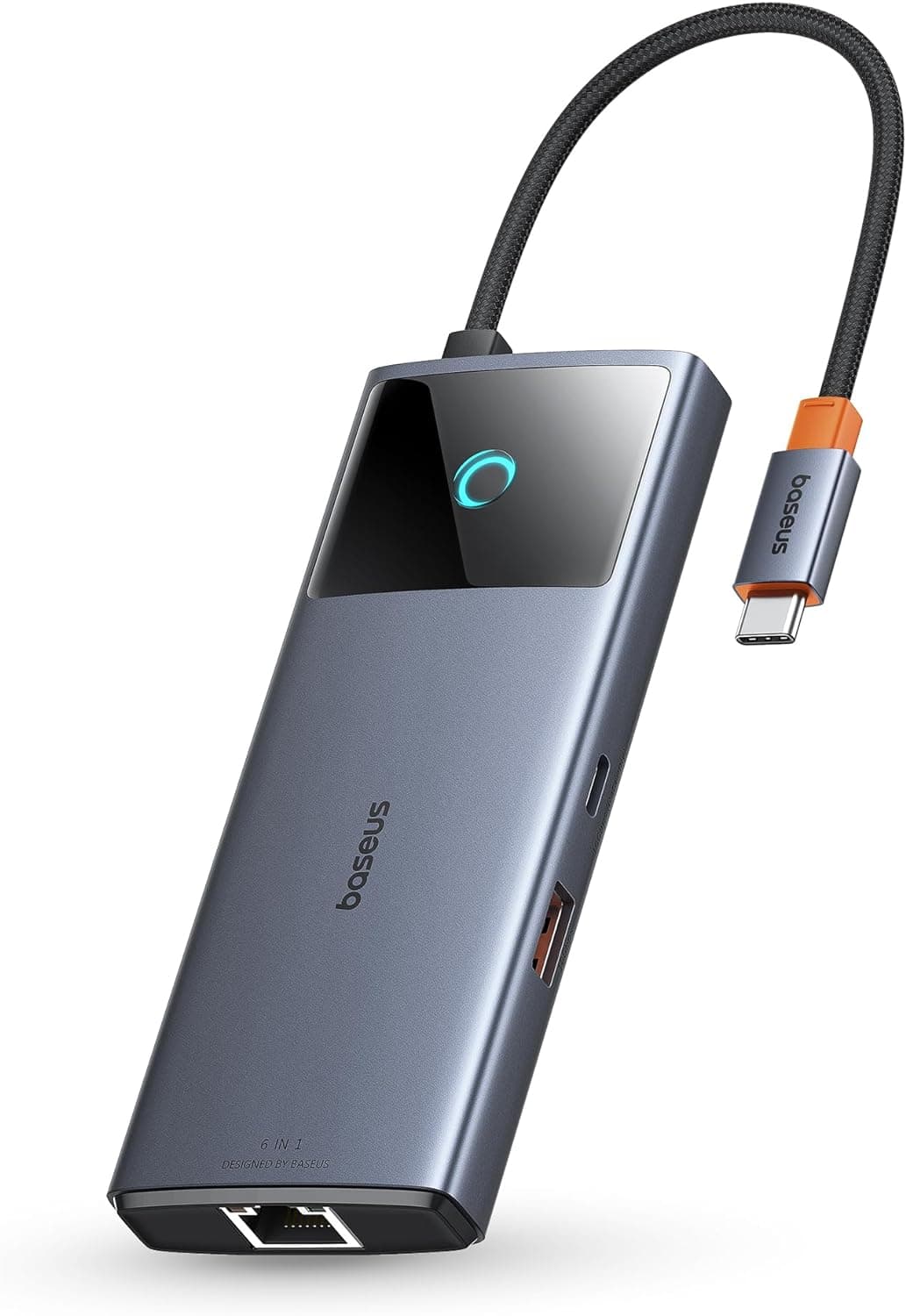 Baseus Hub USB C 10 Gbps USB 3.2 adaptador com Gigabit Ethernet, 4 K@60Hz HDMI, 2 USB-A, USB-C, 100 W PD, 6 em 1 USB Docking Station 