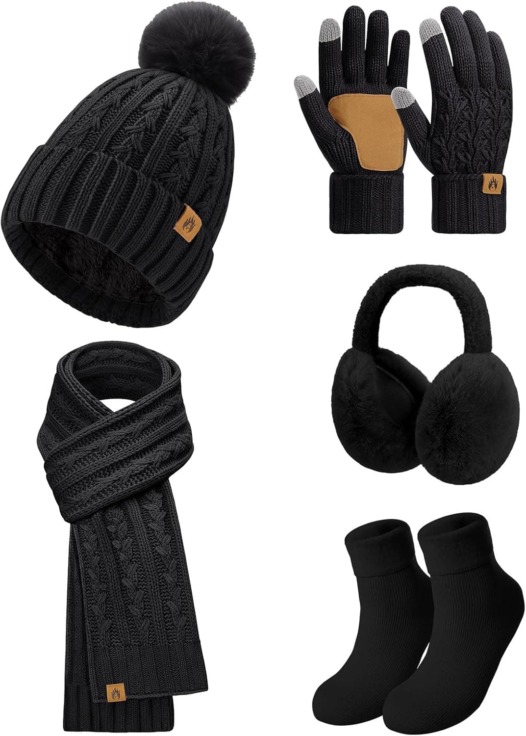 UMIPUBO Conjunto de gorro, cachecol, luvas, meias e protetor de orelhas