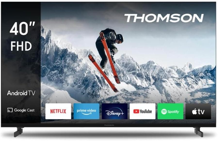 THOMSON 40 polegadas (101 cm) LED Full HD Smart Android TV, Google Assistant, Wi-Fi, Dolby Digital, Bluetooth, Triple-Tuner (cabo/satélite/antena), HDMI, Ci+, A+ Painel 40FA2S111 3 Anos