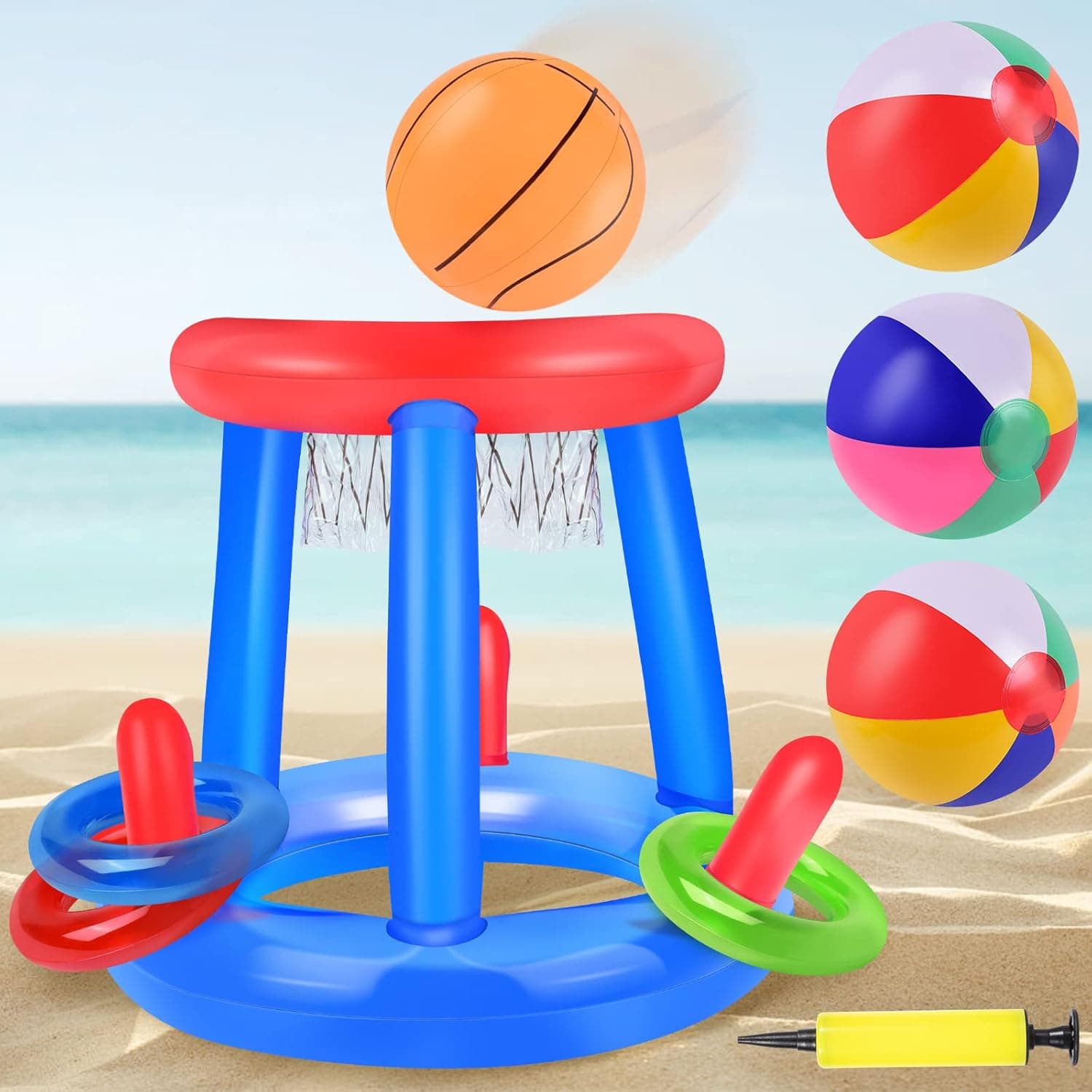 Herefun | Jogo de basquetebol insuflável para piscina com cestos e bolas para crianças
