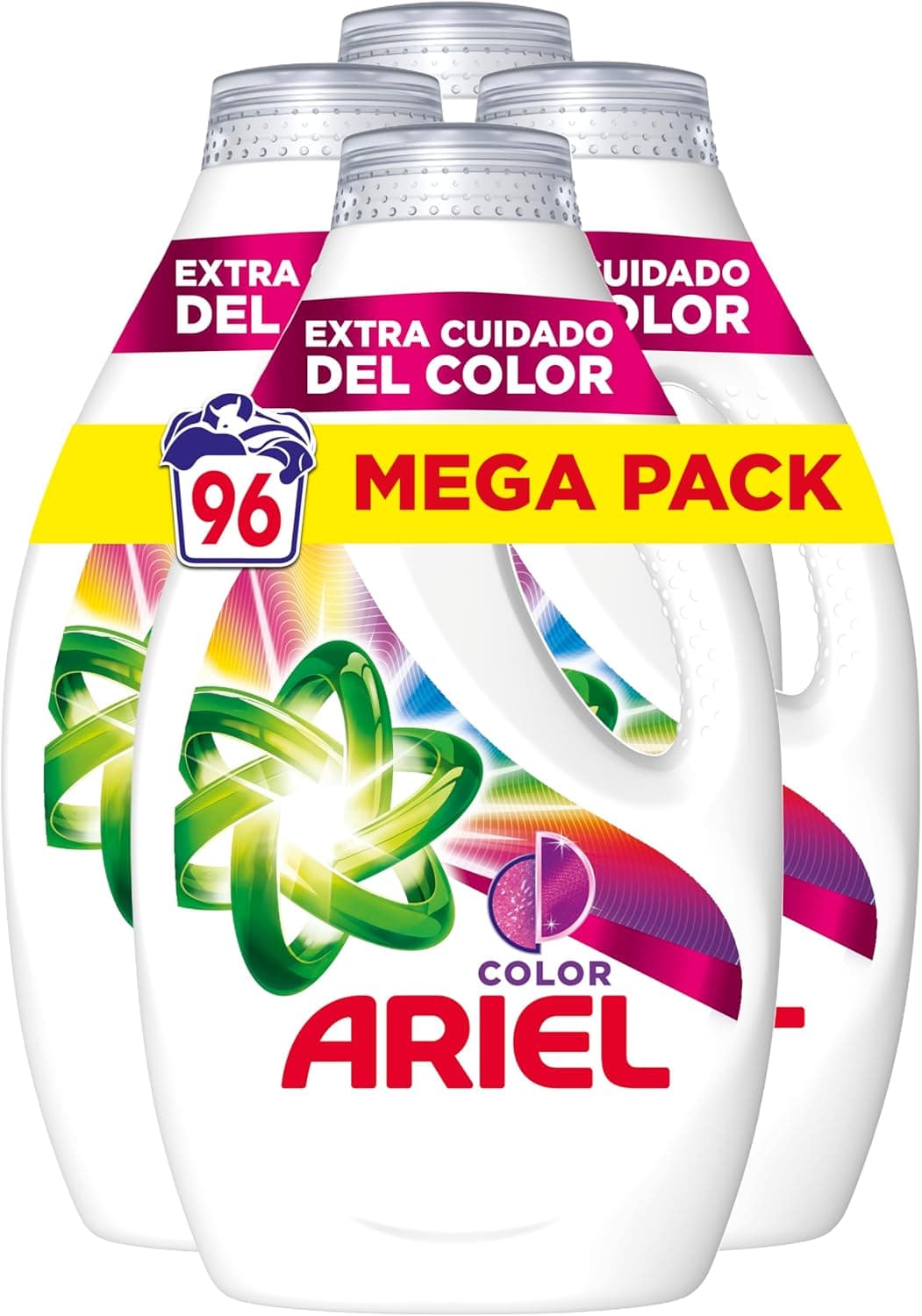 Ariel Detergente máquina de lavar líquido 96 lavagens (4 x 24), cor, sabão cuidado extra da cor, limpeza melhorada com a tecnologia de limpeza em ciclos frios