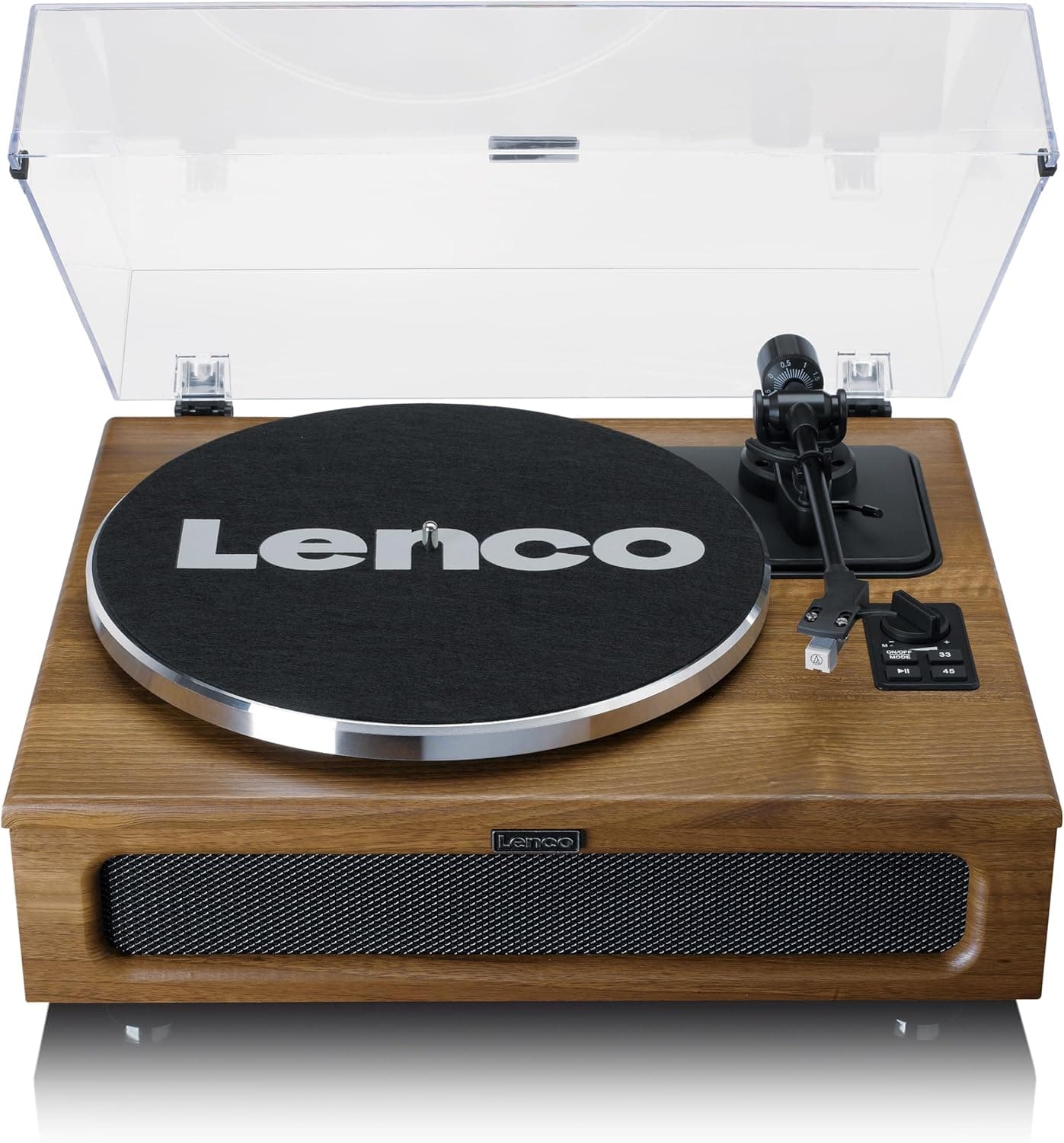 Lenco Gira-discos LS-410 Tocadiscos Bluetooth, altifalantes integrados de 40 W RMS, tração por correia - pré-amplificador - saída RCA e entrada AUX, madeira LS-410WA castanho